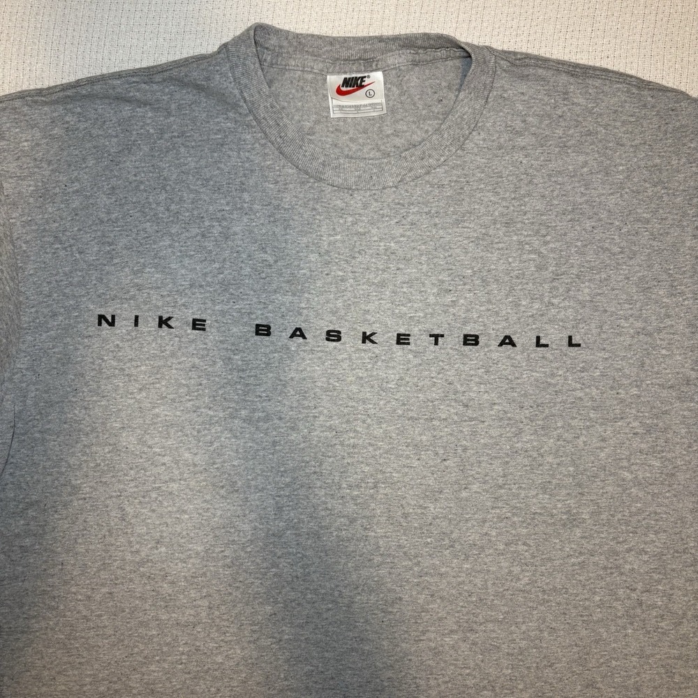 VTG Y2K NIKE Crewneck Shirt Gray Size L Nike Center Swoosh Logo BASKETBALL